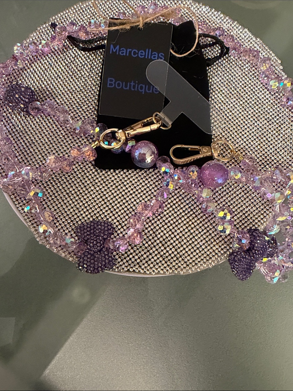 Purple Crystal Beaded phone lanyard 🆕